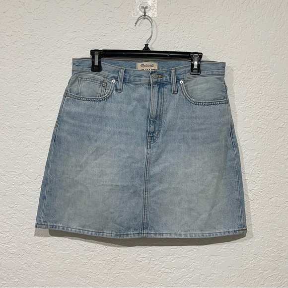 Madewell Denim High-Waist Straight Mini Skirt In Fitzgerald Wash Size 29 - Picture 3 of 10
